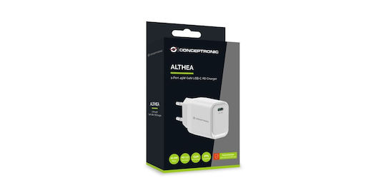 Conceptronic Φορτιστής Χωρίς Καλώδιο GaN με Θύρα USB-C 45W Power Delivery Λευκός (ALTHEA19W45)