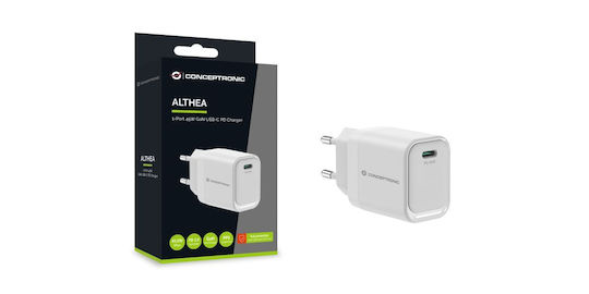 Conceptronic Φορτιστής Χωρίς Καλώδιο GaN με Θύρα USB-C 45W Power Delivery Λευκός (ALTHEA19W45)