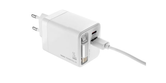 Troika GaN Wireless Charger with USB-A Port and USB-C Port 35W Power Delivery White (Power Pull 35)