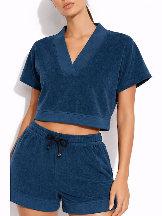Bluza Damă Mâneci Scurte Albastră