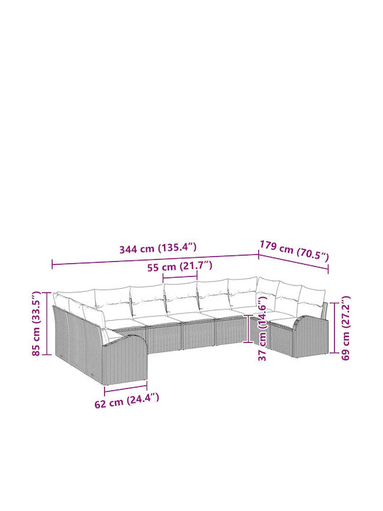 Ecksofa Outdoor Rattan mit Kissen