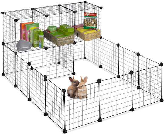 Relaxdays Cușcă Tineret Pentru Animale Mici 29 Piese Negre 72x110x145 Cm
