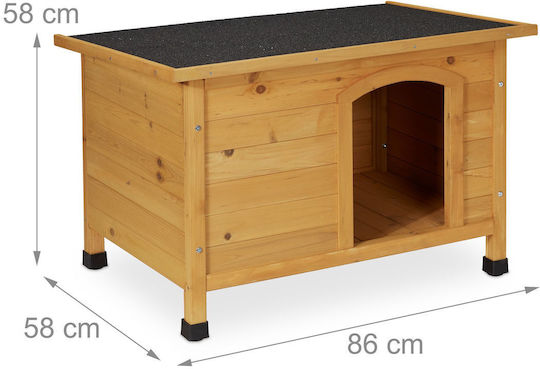 Relaxdays Wooden Dog Kennel Hinges Light Brown Black 58x58x86 Cm