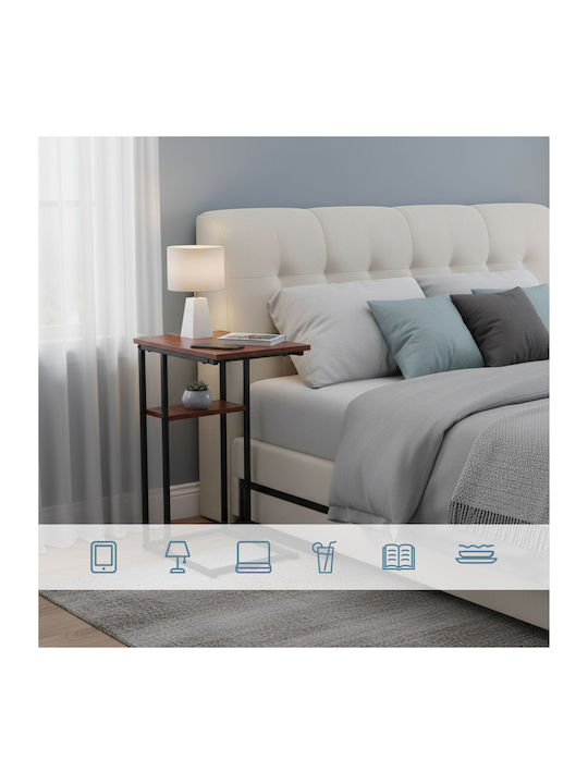 Ορθογώνιο Βοηθητικό Τραπεζάκι Ξύλινο Black/dark Brown Μ40xΠ30xΥ60εκ.