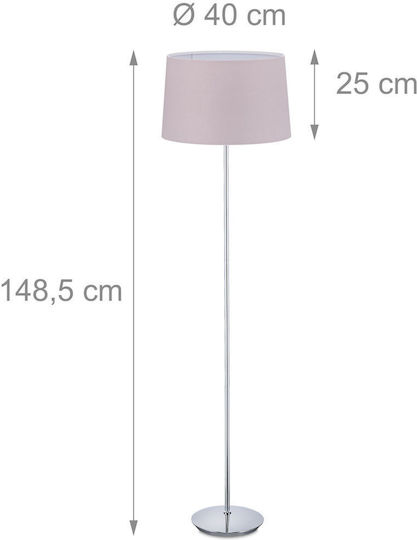 Relaxdays Lampadar de Podea Înălțime 1485xLungime 40 cm cu Bază pentru Bec E27 Roz