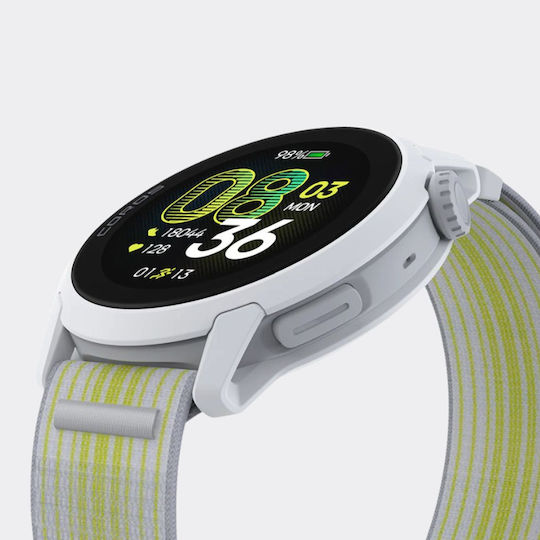 Coros Pace 4 43mm Waterproof Smartwatch with Heart Rate Monitor White Nylon Band