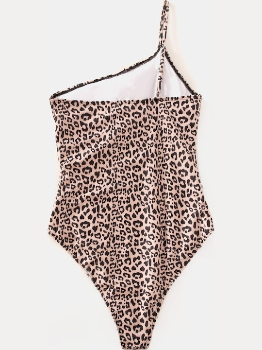 One Piece Swimsuit One Shoulder Animal Size M Animal