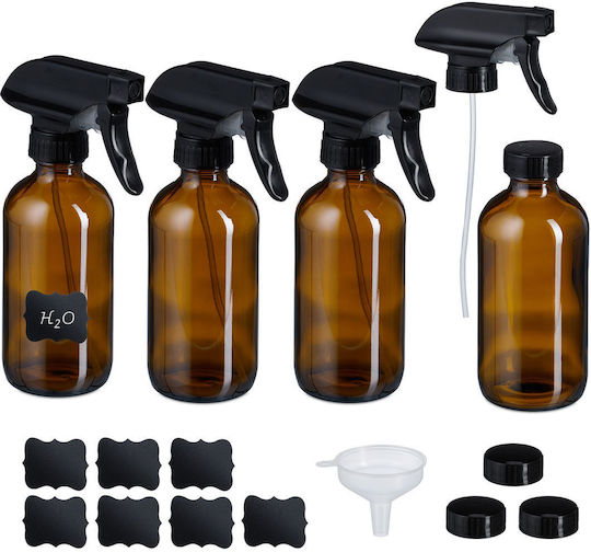 Relaxdays Set 4 Amber Glass Spray Bottles