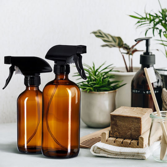 Relaxdays Set 4 Amber Glass Spray Bottles