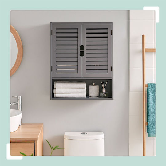 Relaxdays Badezimmerschrank 59x21x66cm Grau