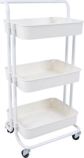 Homely Metal Trolley 3 Tiers White 01-8628 Homely Metal Trolley 3 Tiers White 01-8628