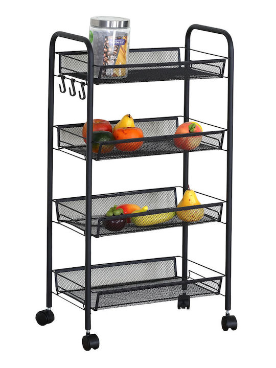 Ankor Metal Kitchen Trolley 4 Tiers Black 44x26x85cm