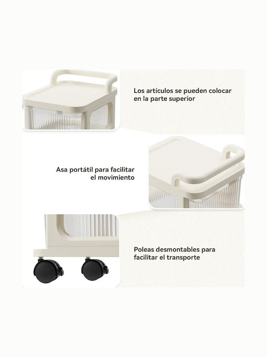 Plastic Kitchen Trolley 4 Tiers White 26x34x65cm