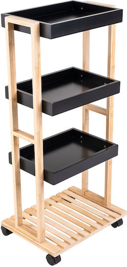 Estia Bamboo Essentials Wooden Trolley 3 Tiers Black Estia Bamboo Essentials Wooden Trolley 3 Tiers Black