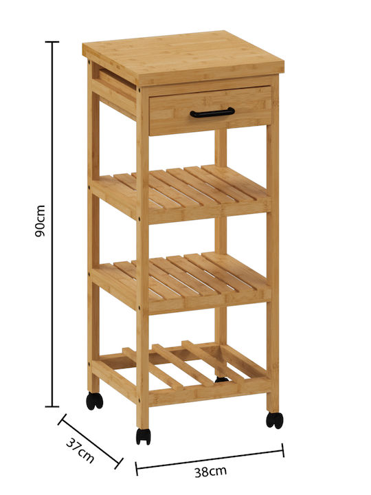 5Five Linha Wooden Kitchen Trolley 5 Tiers Beige 38x37x90cm