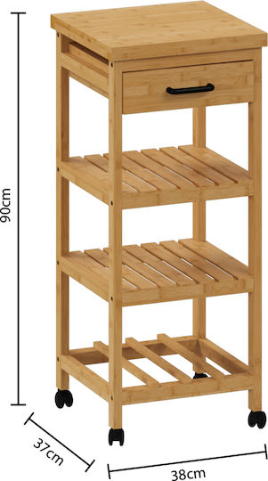 5Five Linha Τρόλεϊ Κουζίνας Ξύλινο 5 Θέσεων Μπεζ 38x37x90cm