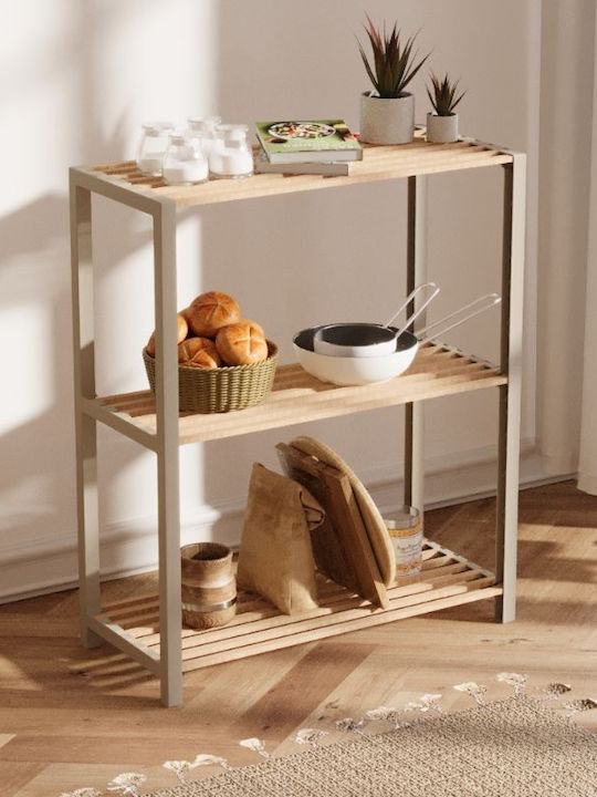 FixWood FixWood Küchenregal Hölzernes 3 Ebenen Beiges 65x29x78cm