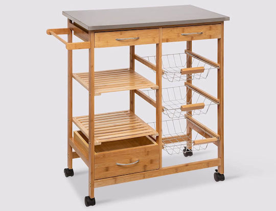 5Five Τρόλεϊ Κουζίνας Ξύλινο 8 Θέσεων Καφέ 76x37x86cm
