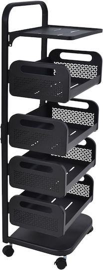 Ankor Metallic Kitchen Trolley 4 Tiers Black 37x22x106cm