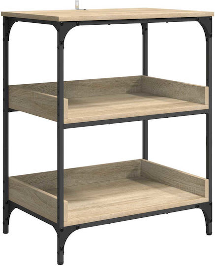 vidaXL Wooden Kitchen Trolley 3 Tiers Brown 60x41x80.5cm