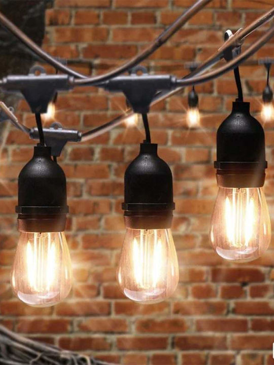 Светеща Гирлянда LED IP65 40m с 40 Крушки Топло Бяло