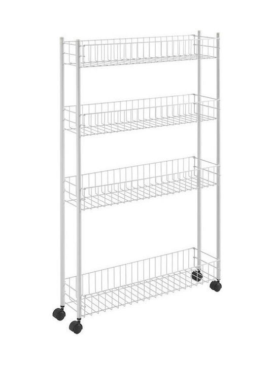 Metaltex Fino Kitchen Trolley Metallic 4-Tier White 58x16x95cm