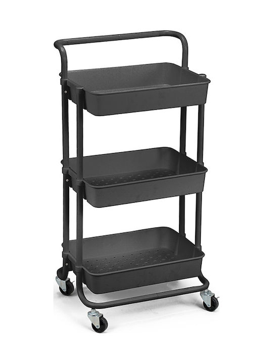 Vesta Home Kitchen Trolley Metallic 3 Tiers Black 43x34x85.5cm