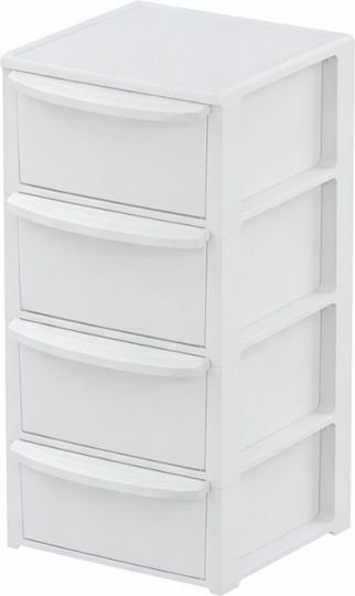 ArtPlast Snappy Τρόλεϊ Κουζίνας Πλαστικό Λευκό 4 Θέσεων 39x38.5x79cm