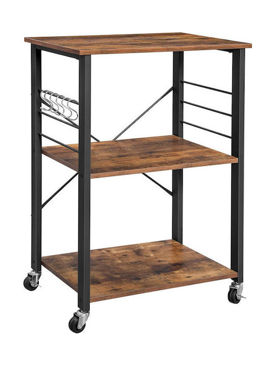Vasagle Metal Kitchen Trolley 3 Tiers Black 60x40x89cm