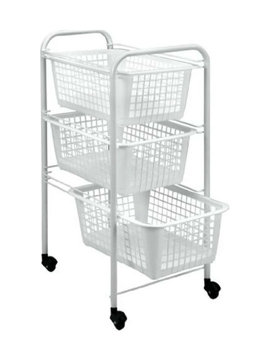 Metaltex San Diego Troleu De Bucătărie Metalic Cu 3 Locuri Alb 38x30x68cm