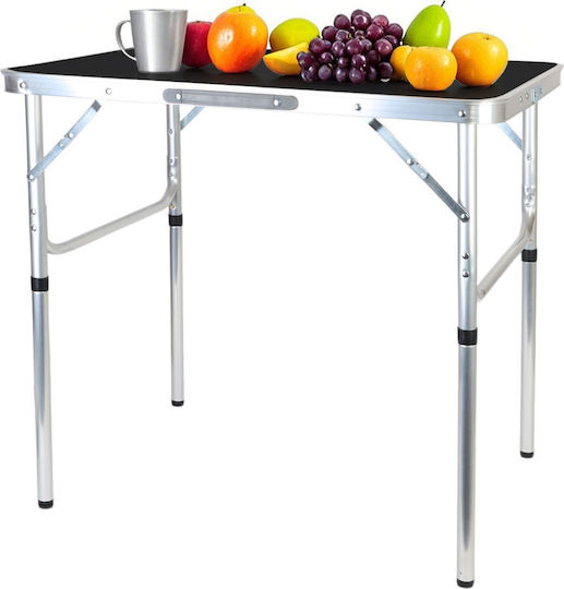 Relaxdays Tabel Aluminiu pentru Camping Pliabil 70x75x55cm Negru