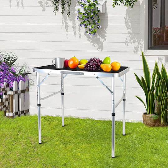 Relaxdays Tabel Aluminiu pentru Camping Pliabil 70x75x55cm Negru