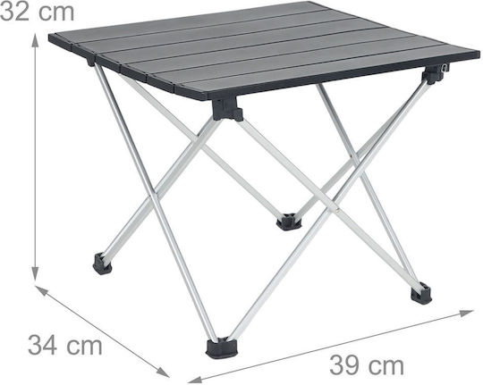 Relaxdays Tabel Aluminiu pentru Camping Pliabil 32x39x34cm Negru