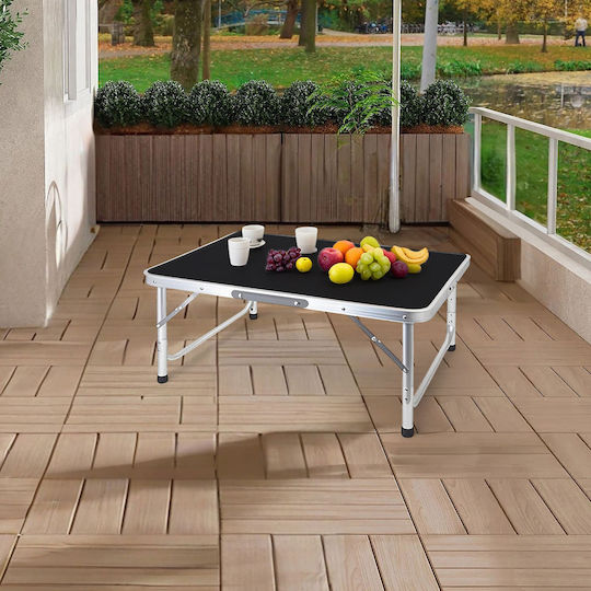 Relaxdays Tabel Aluminiu pentru Camping Pliabil 70x75x55cm Negru