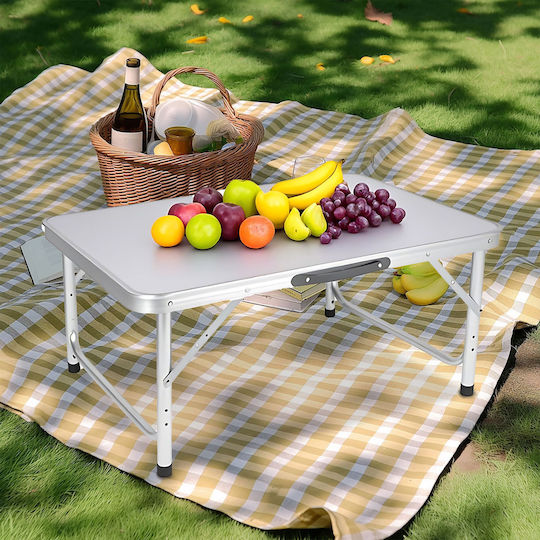 Relaxdays Masă de Camping din Aluminiu Pliabilă 70x55x75cm Albă