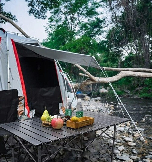 Τραπέζι Αλουμινίου για Camping Πτυσσόμενο 95x55x50cm Μαύρο