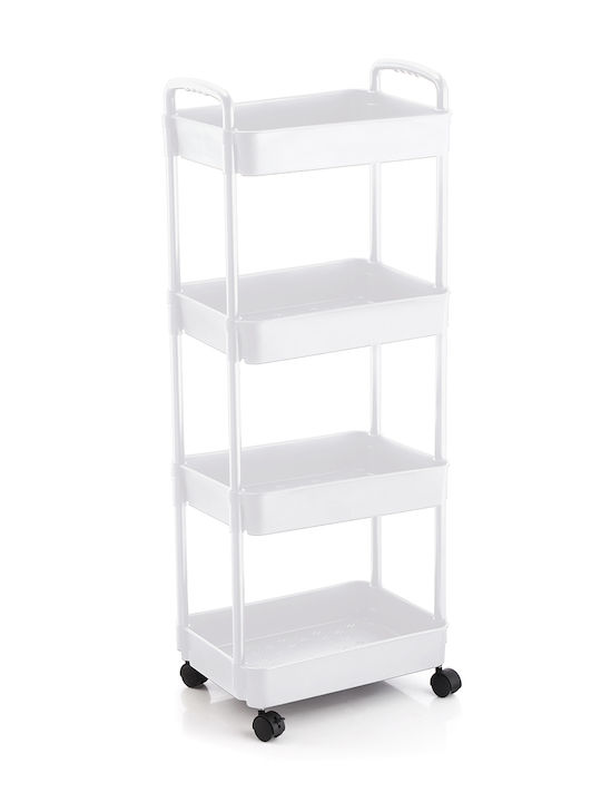 Chios Hellas Metallisches Küchenwagen Mit 4 Ebenen Weiß 41x28x103cm
