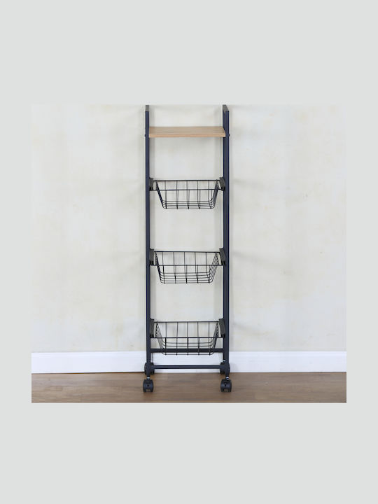 ArteLibre Elmstead Metallic Kitchen Rack 4-Tier Black 30x29x95cm