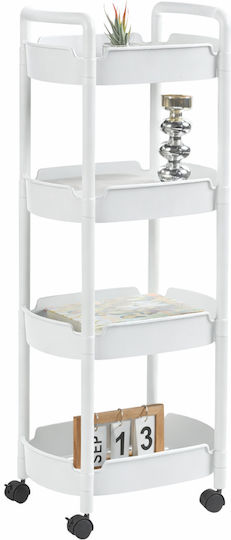 Ankor Trolley Bucătărie Plastic 4 Locuri Alb 40x28x99cm