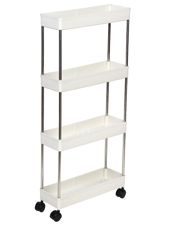 Keskor Metallic Kitchen Trolley 4 Tiers White 40x13x87cm