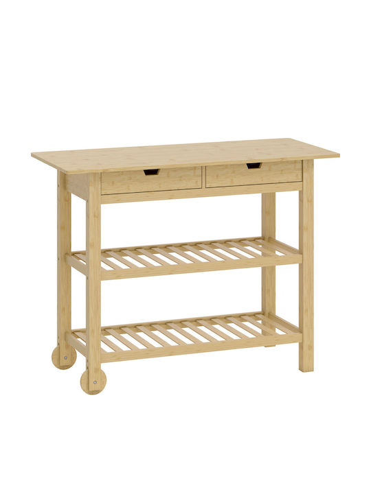 HomCom Τρόλεϊ Κουζίνας Ξύλινο 2 Θέσεων Καφέ 75x43x100cm