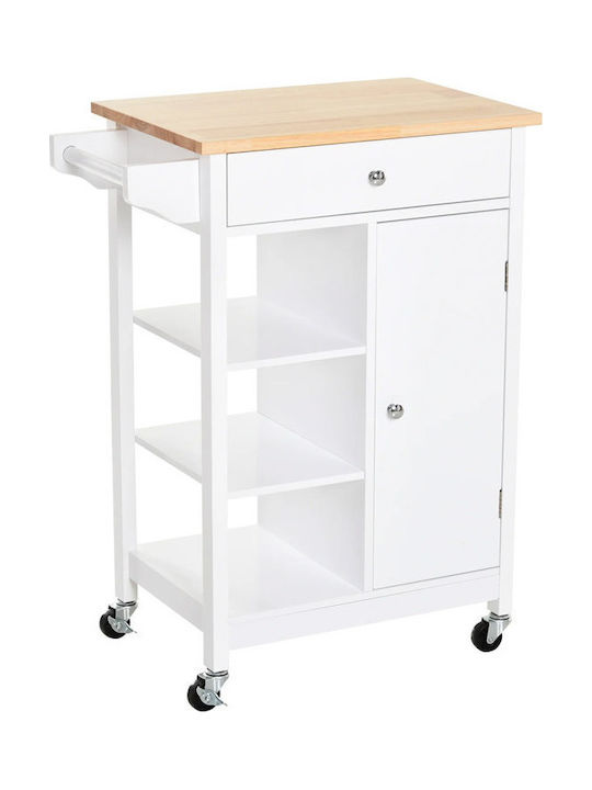HomCom Wooden Kitchen Trolley 5 Tiers White 66x39.5x86.5cm