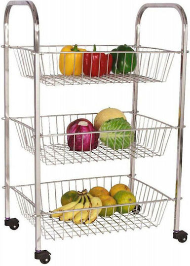 Metallic Trolley 3 Tiers Silver T628 Metallic Trolley 3 Tiers Silver T628