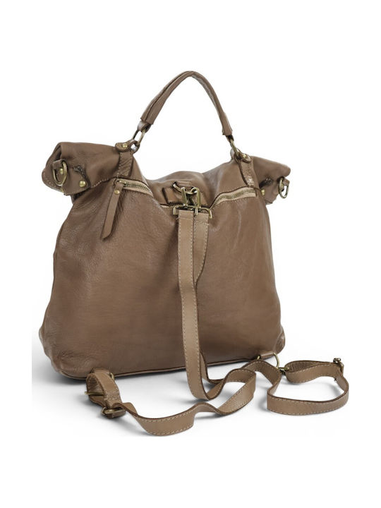 Geantă De Piele Pentru Dama Rucsac Taupe