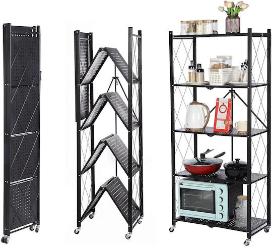 Metallisches Lebensmittelregal Mit 4 Ebenen Schwarz IS-8259