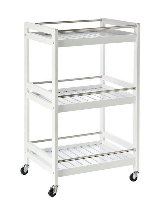 HomCom Τρόλεϊ Κουζίνας Ξύλινο 3 Θέσεων Λευκό 45x38x78cm