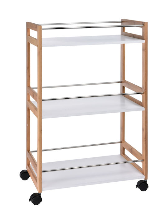 Koopman Troleu De Bucătărie Din Lemn Capacitate 3 Multicolor 51x30x80cm