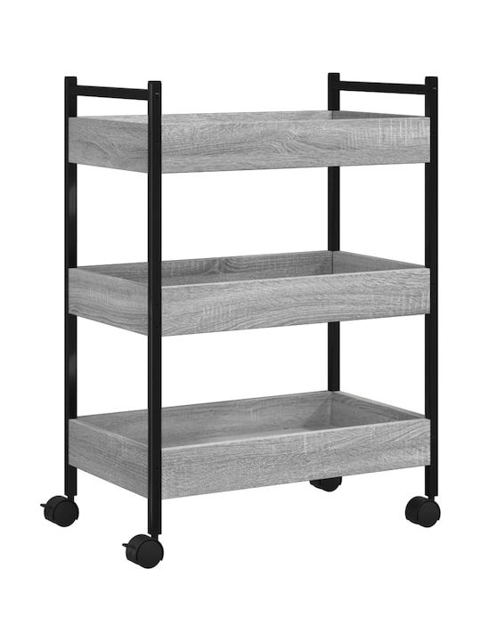 vidaXL Ραφιέρα Κουζίνας Ξύλινη 3 Θέσεων Γκρι 50x30x70cm