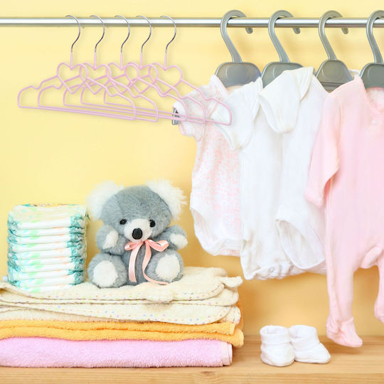 Relaxdays Kids Clothes Hanger Pink 10024747_894 10 Pieces