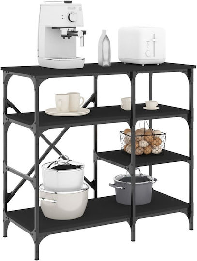 vidaXL Kitchen Rack Metallic 4 Tiers Black 90x40x84cm